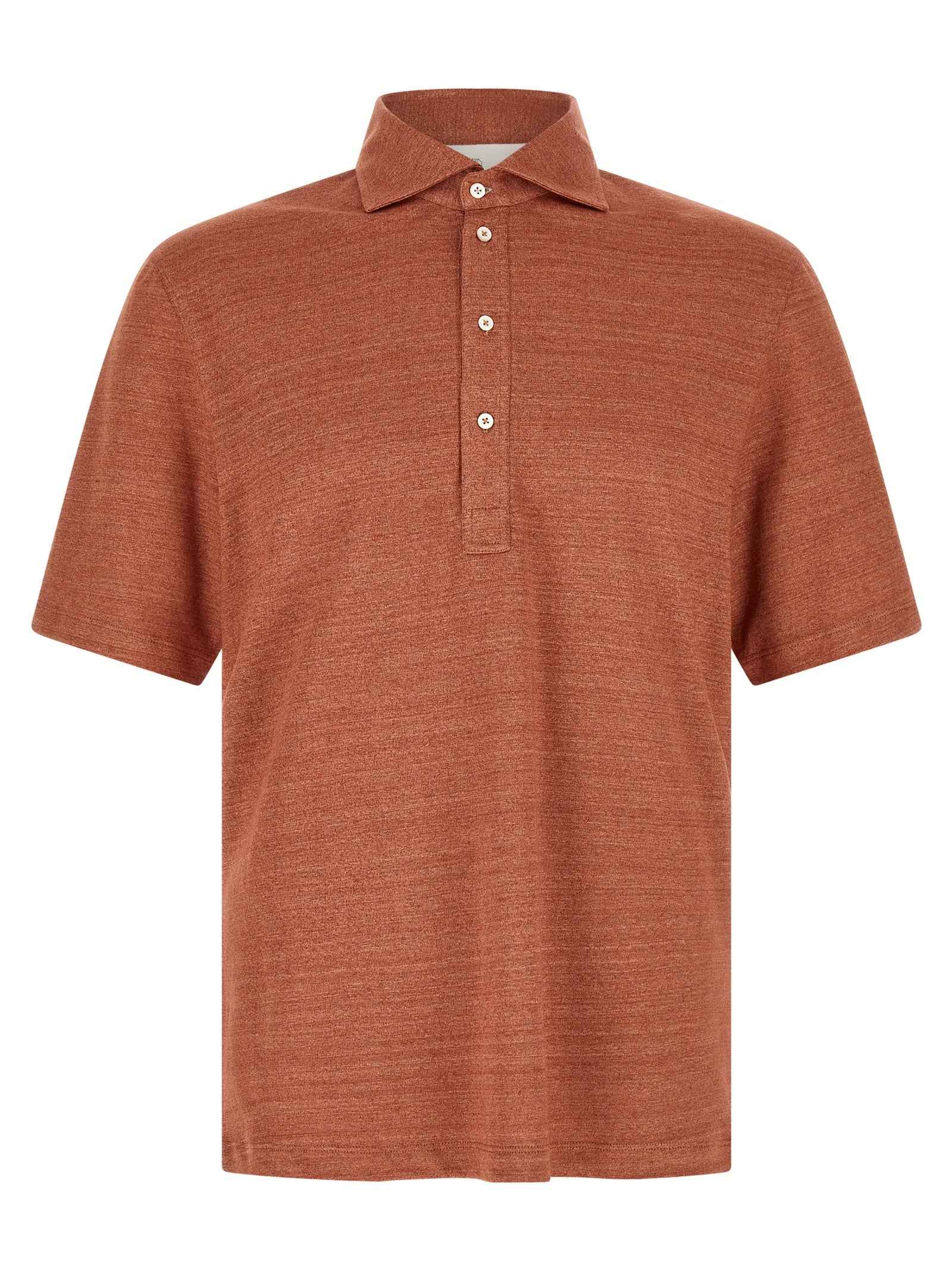 Orange Linen Polo Shirt