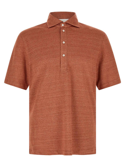 Orange Linen Polo Shirt