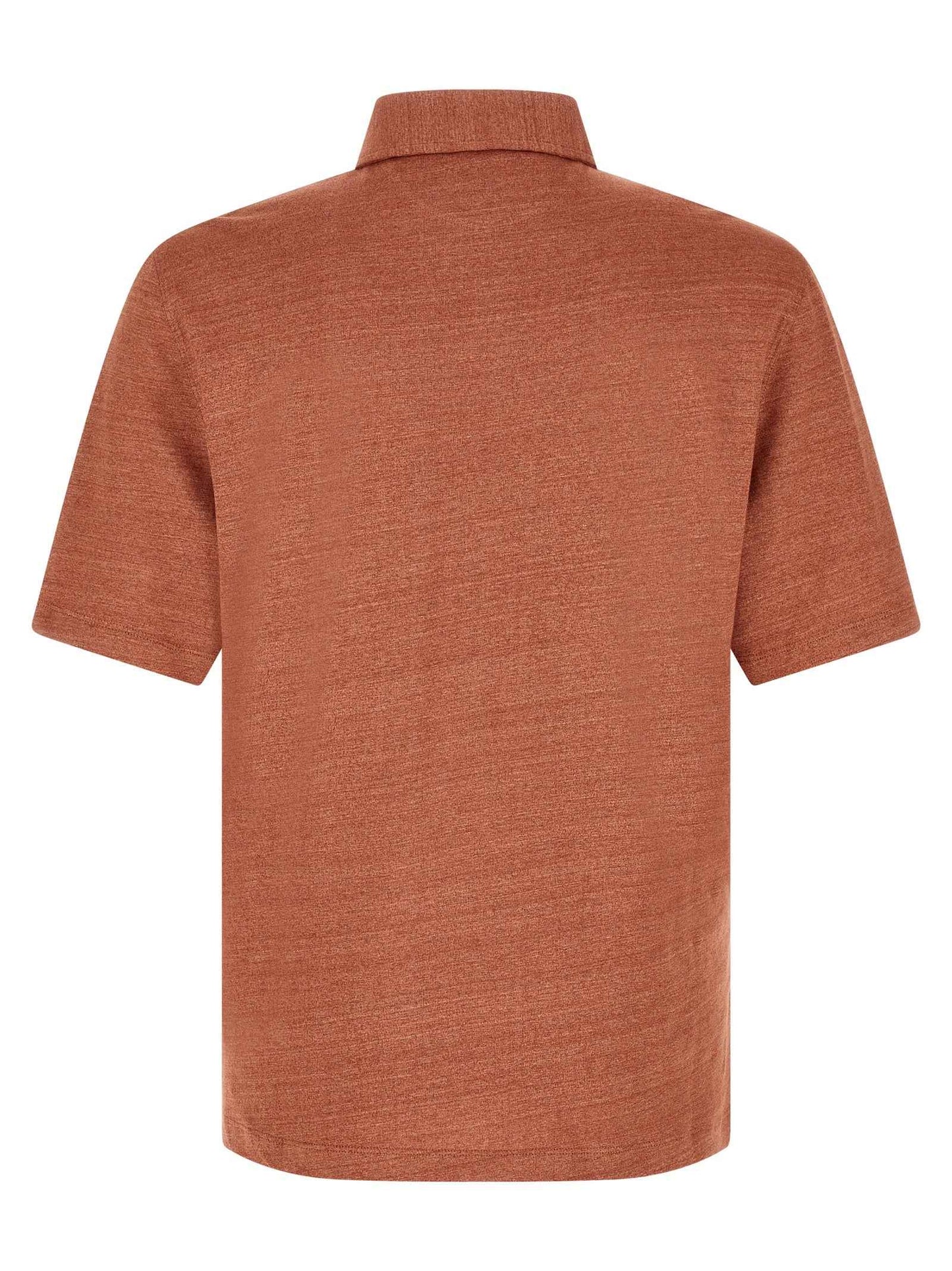 Orange Linen Polo Shirt