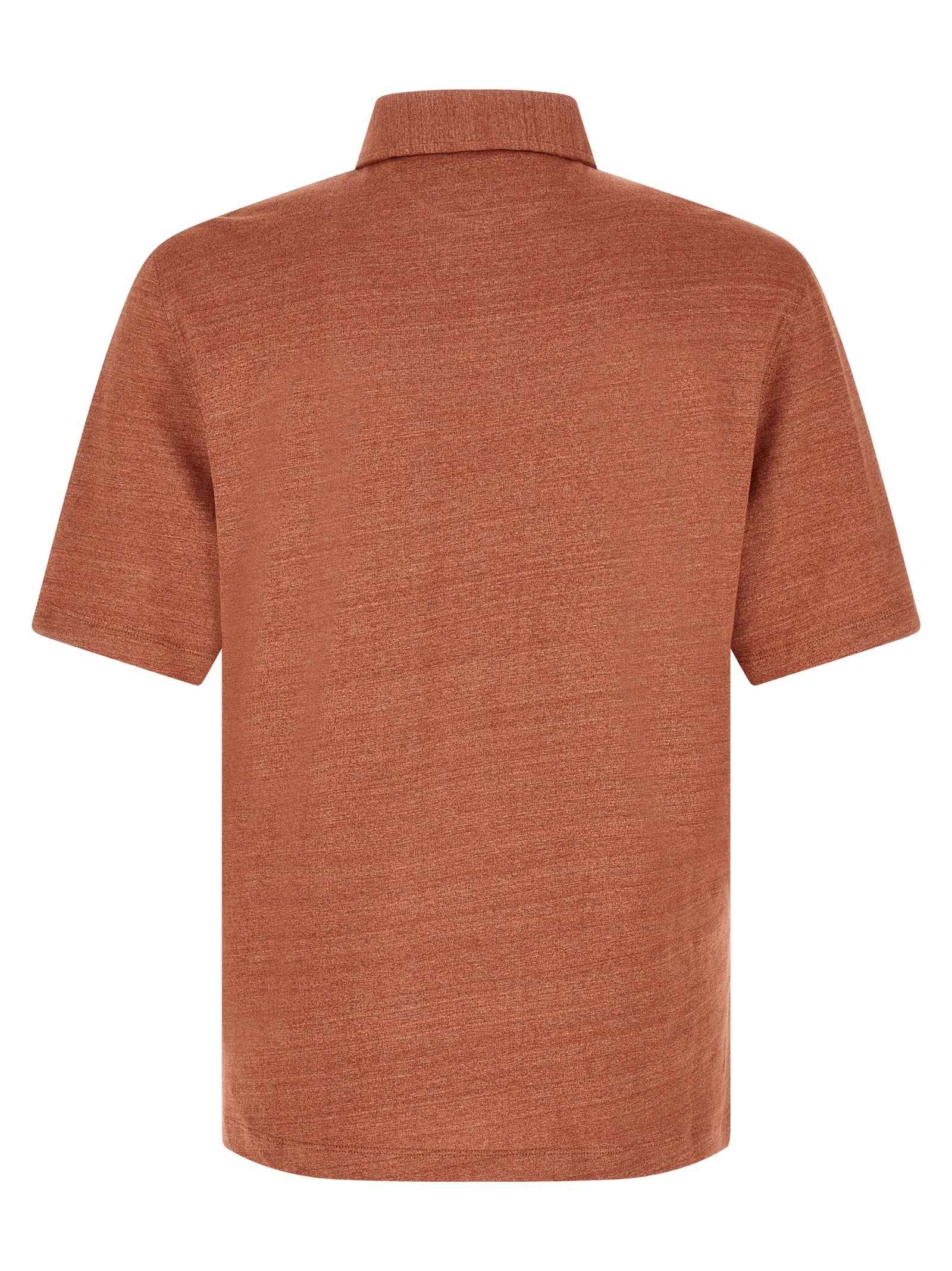 Orange Linen Polo Shirt