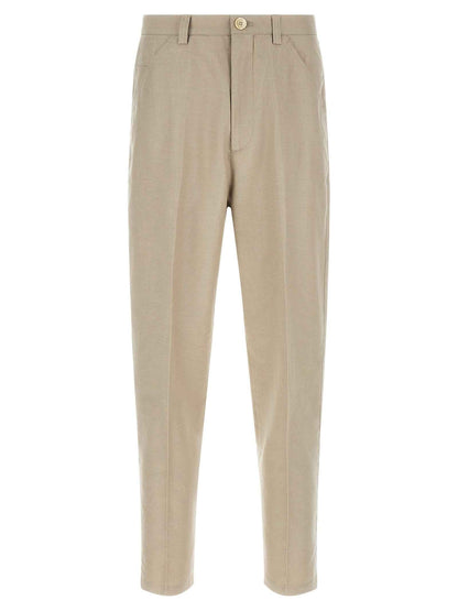 Brown Cotton Casual Pants