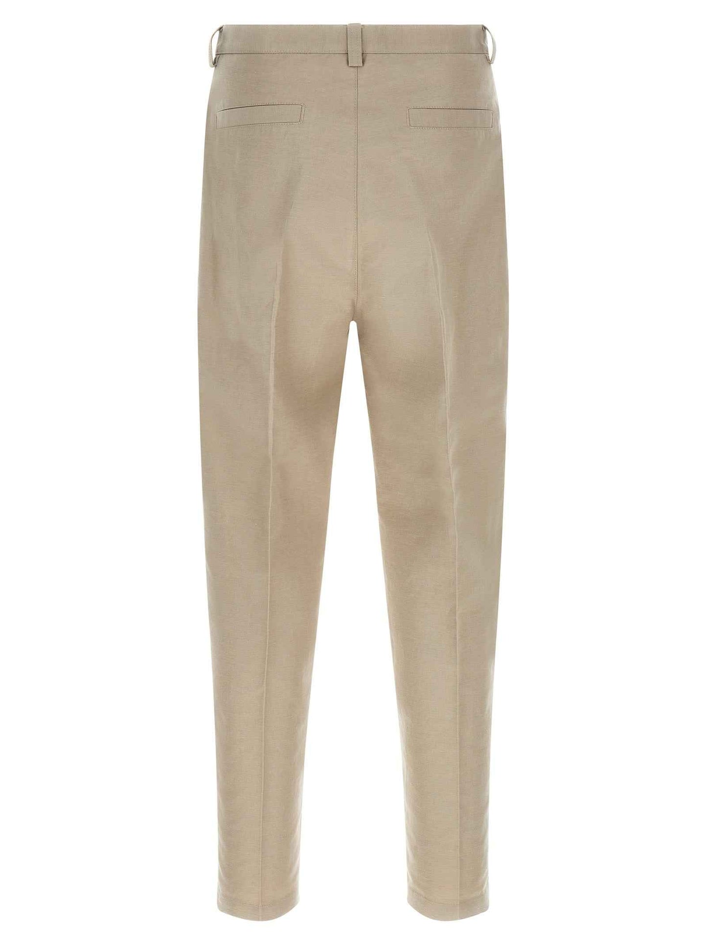 Brown Cotton Casual Pants