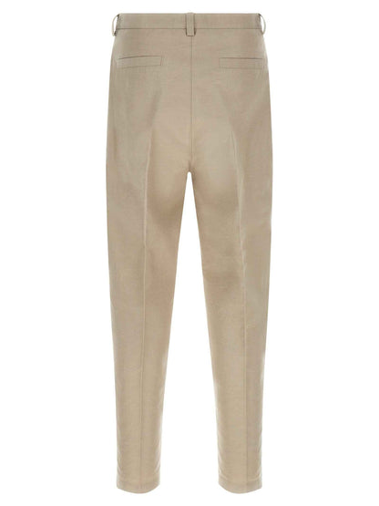 Brown Cotton Casual Pants
