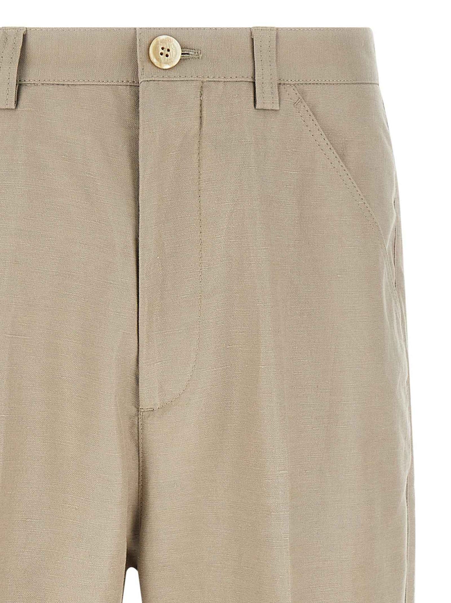 Brown Cotton Casual Pants