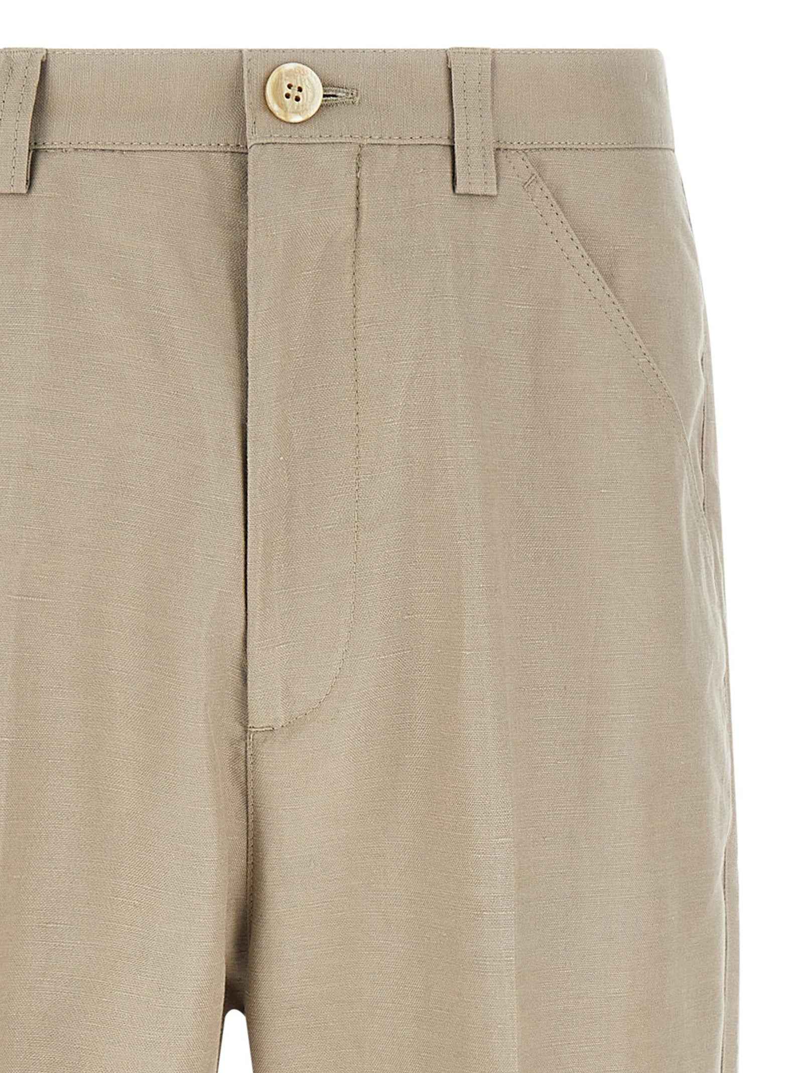 Brown Cotton Casual Pants