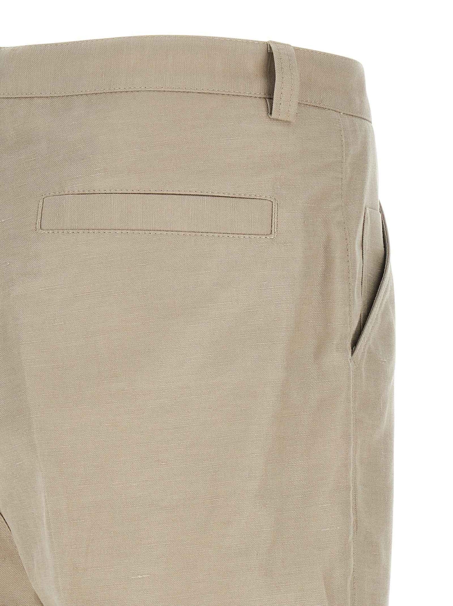 Brown Cotton Casual Pants