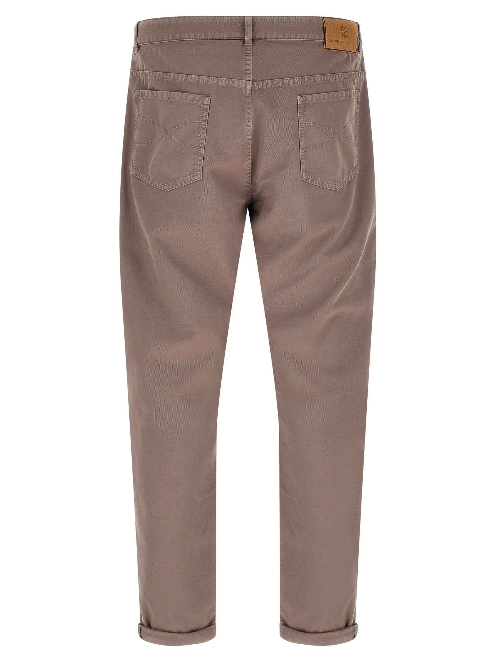Brown Cotton Casual Pants