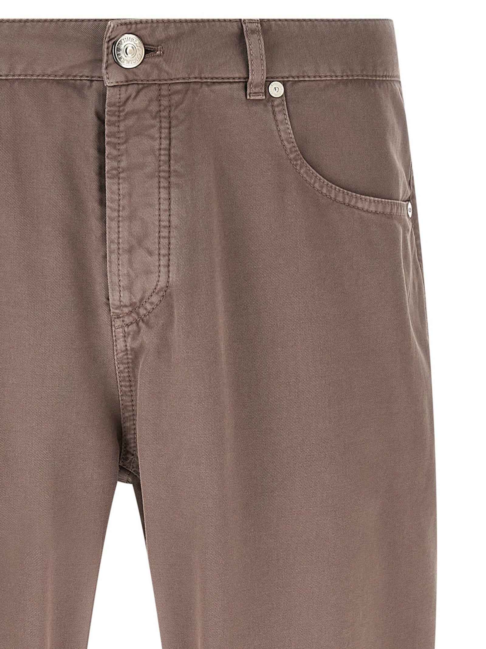 Brown Cotton Casual Pants