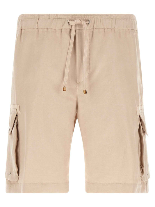Beige Linen Bermuda Shorts