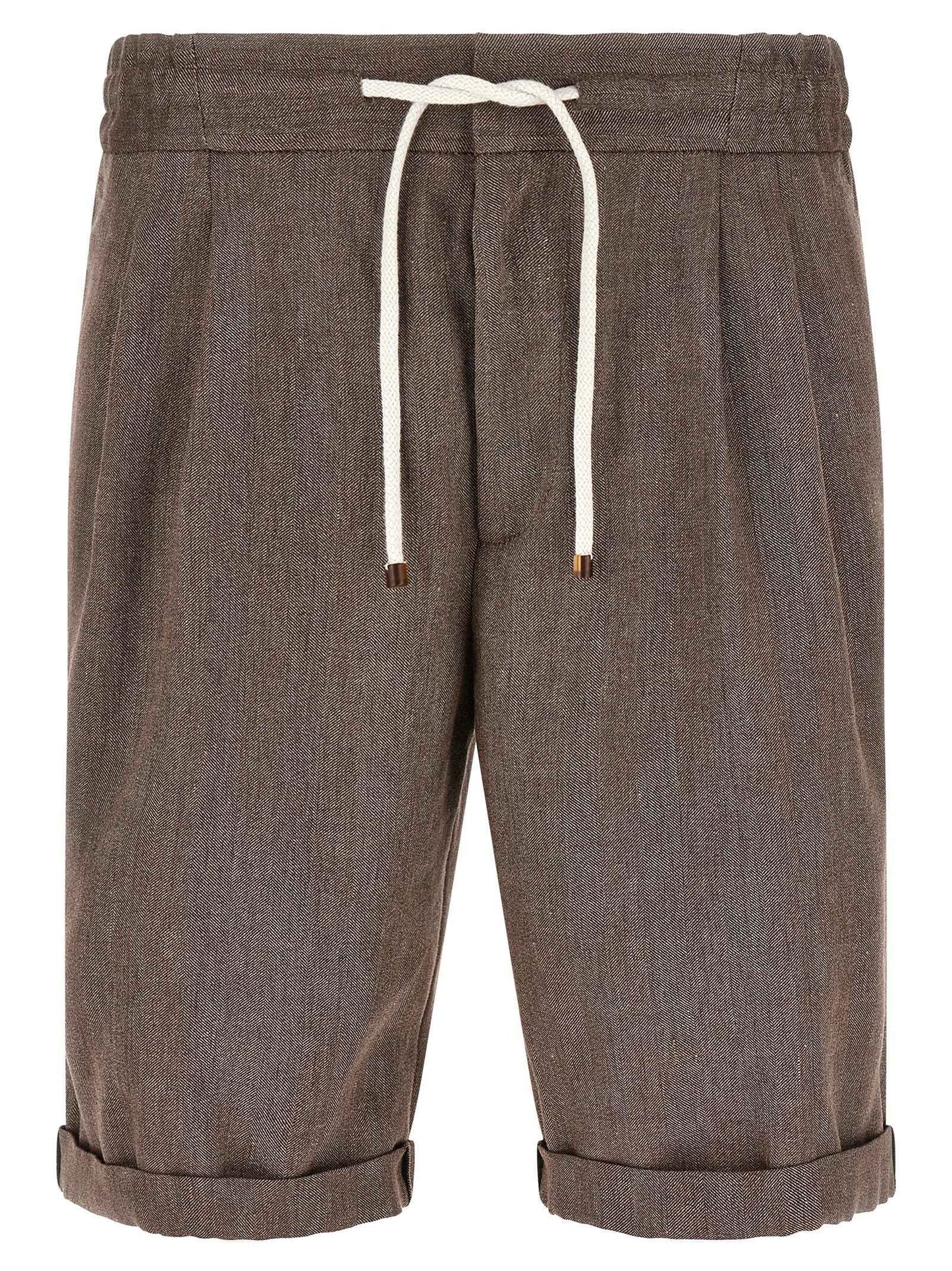 Brown Linen Bermuda Shorts