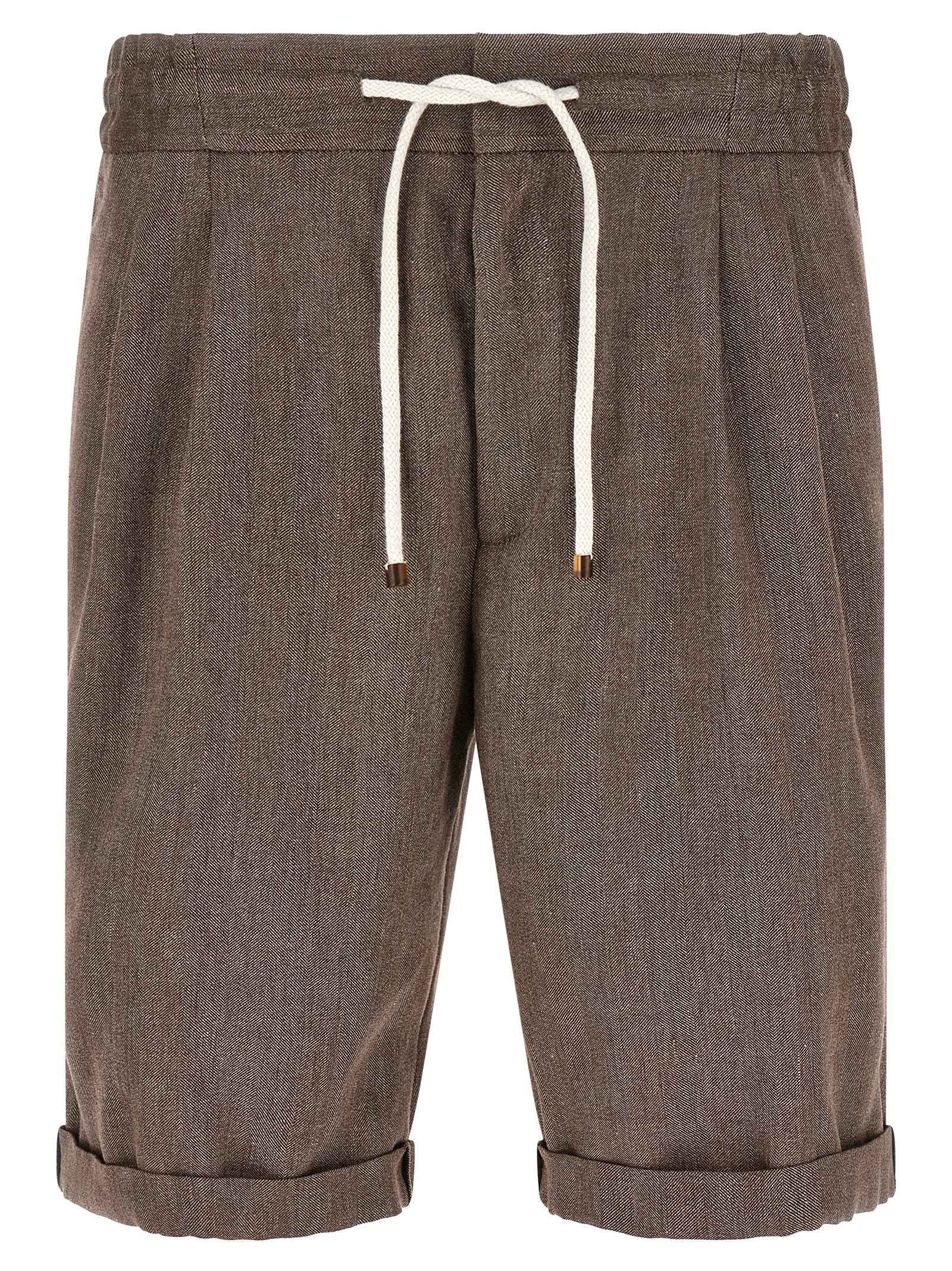 Brown Linen Bermuda Shorts