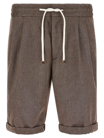 Brown Linen Bermuda Shorts