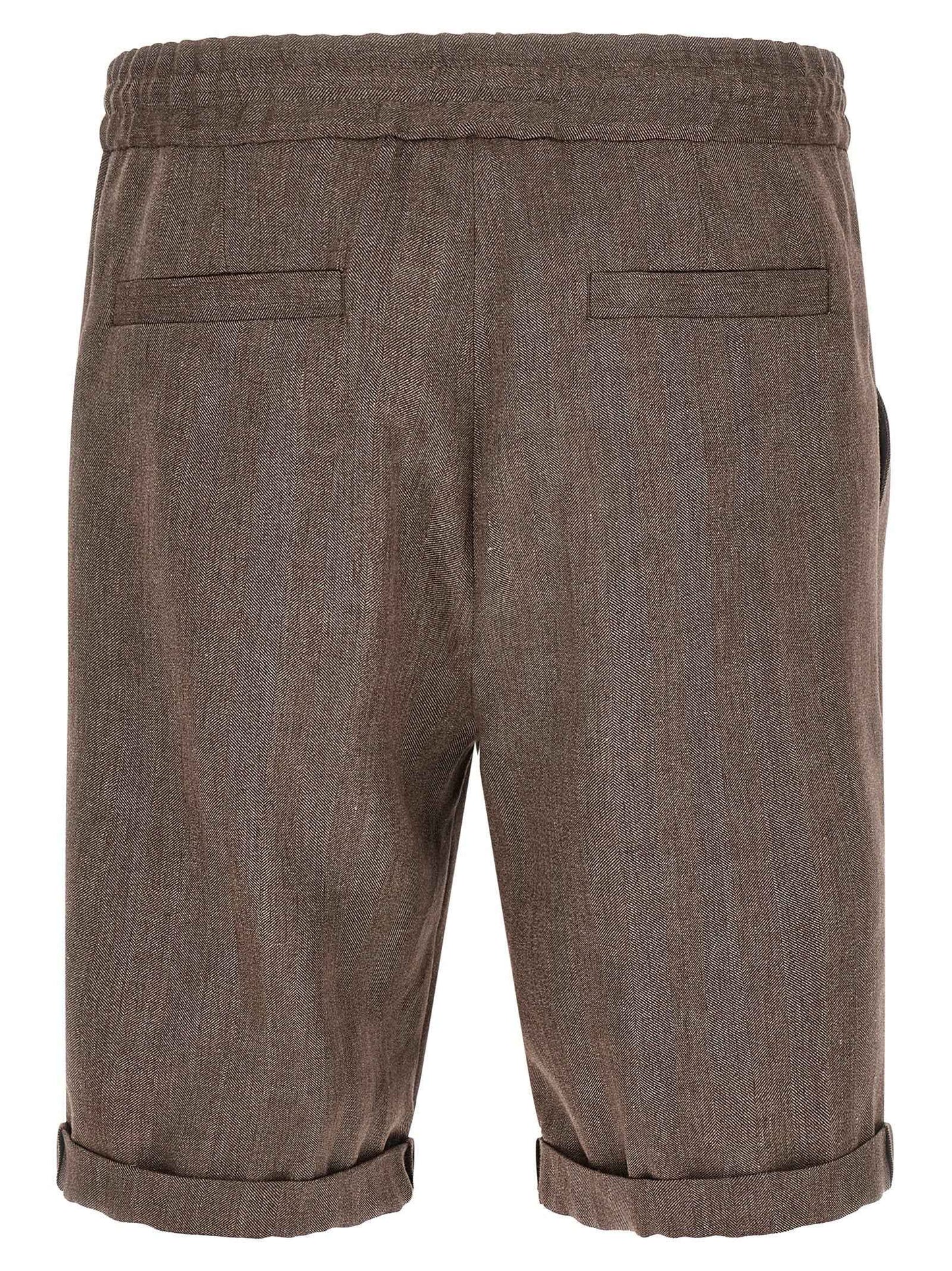 Brown Linen Bermuda Shorts