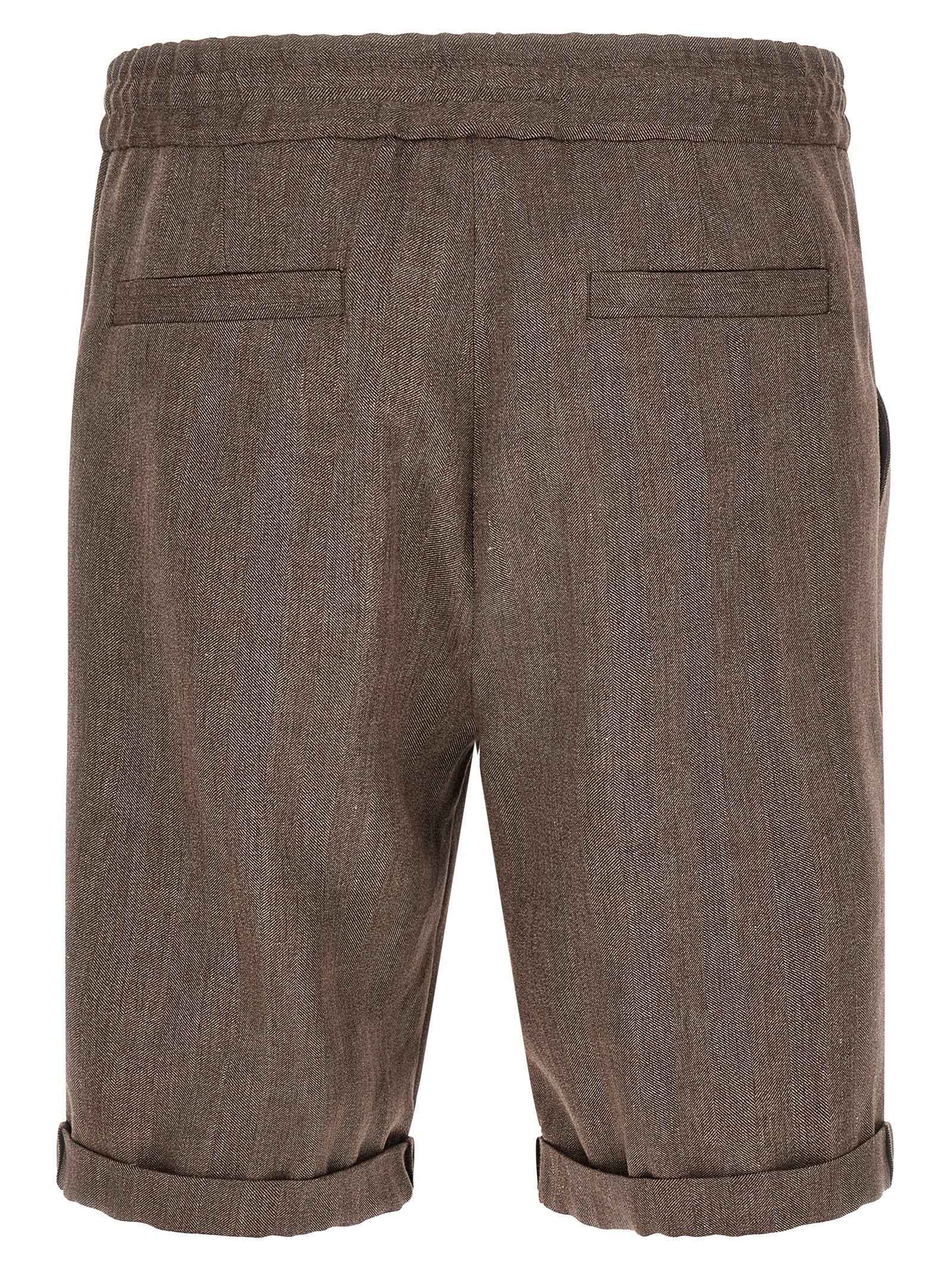 Brown Linen Bermuda Shorts