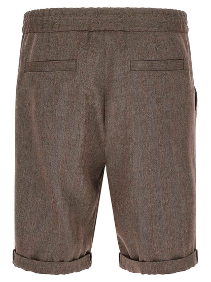Brown Linen Bermuda Shorts