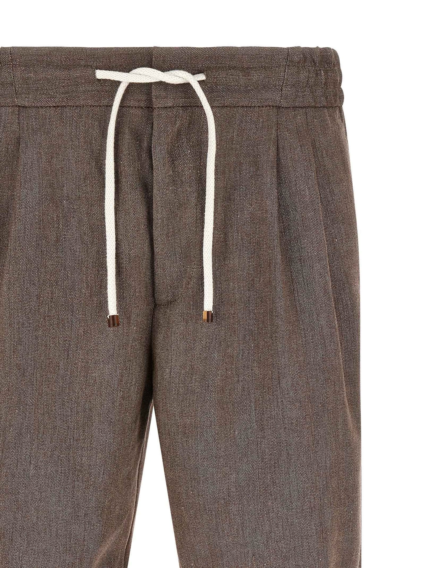 Brown Linen Bermuda Shorts