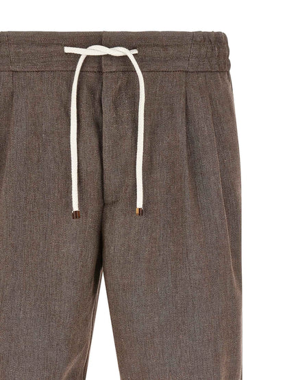 Brown Linen Bermuda Shorts