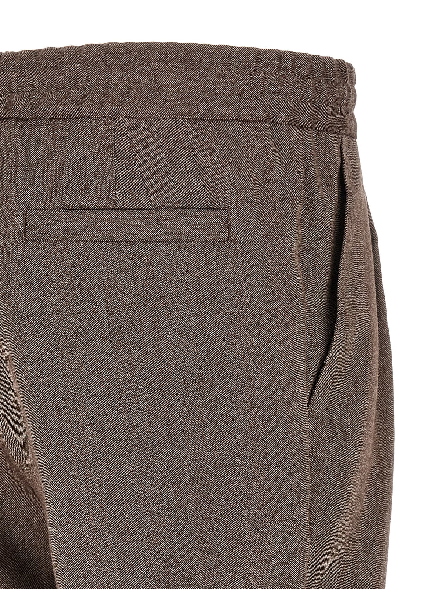 Brown Linen Bermuda Shorts