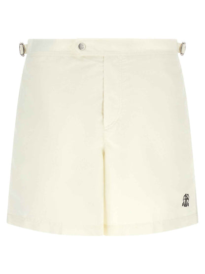 Beige Polyester Swim Shorts