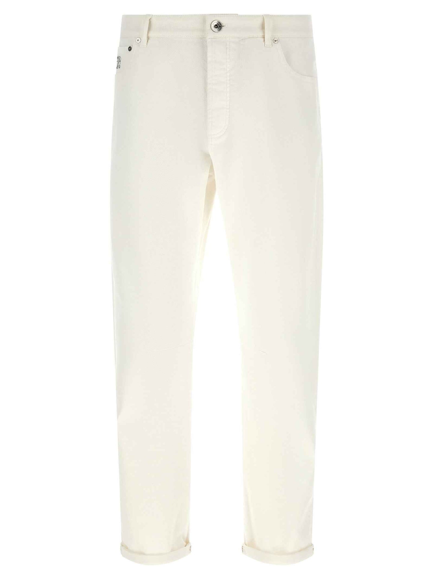 White Cotton Cropped Jeans