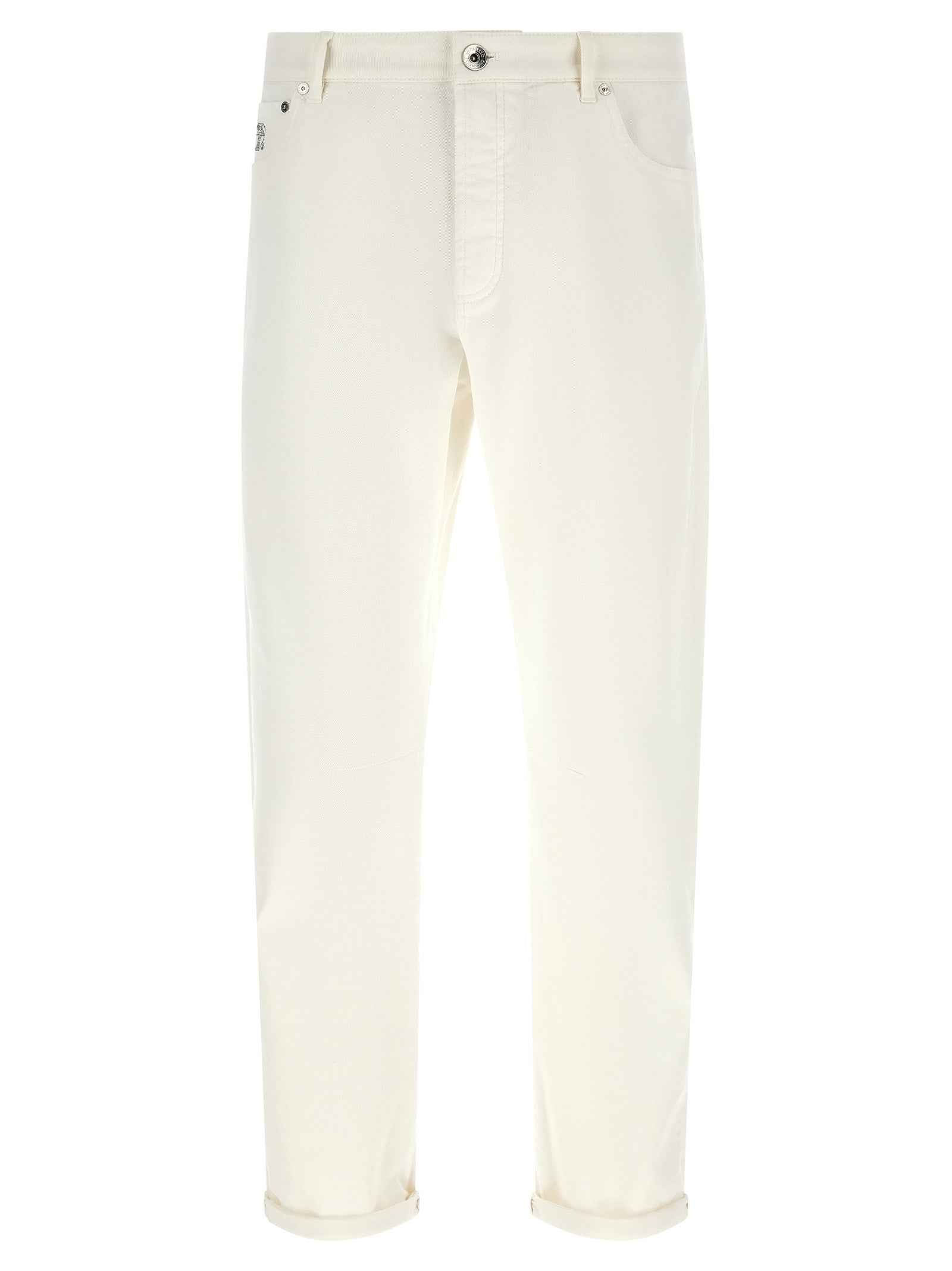 White Cotton Cropped Jeans
