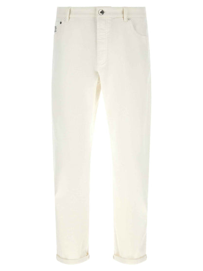 White Cotton Cropped Jeans