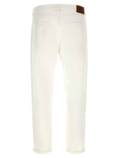 White Cotton Cropped Jeans