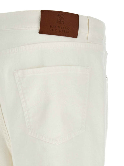 White Cotton Cropped Jeans