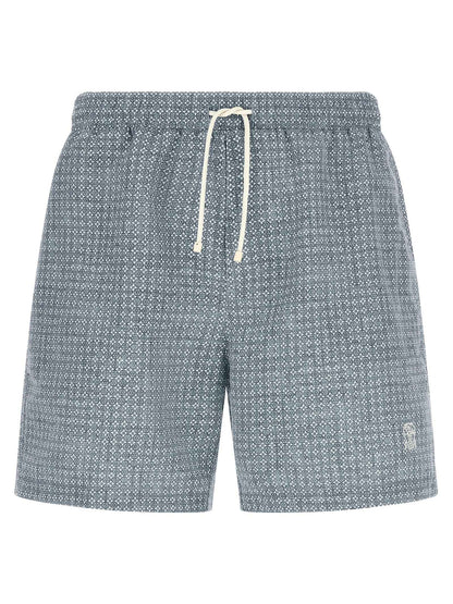 Blue Polyester Swim Shorts