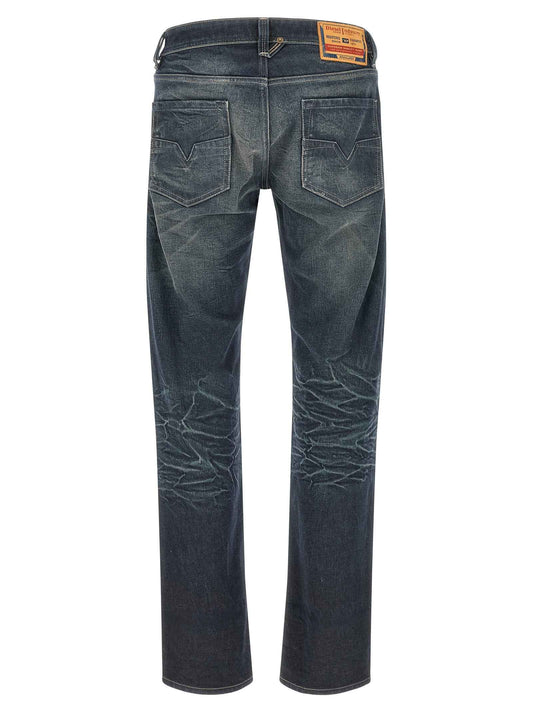 Blue Cotton Straight-Leg Jeans