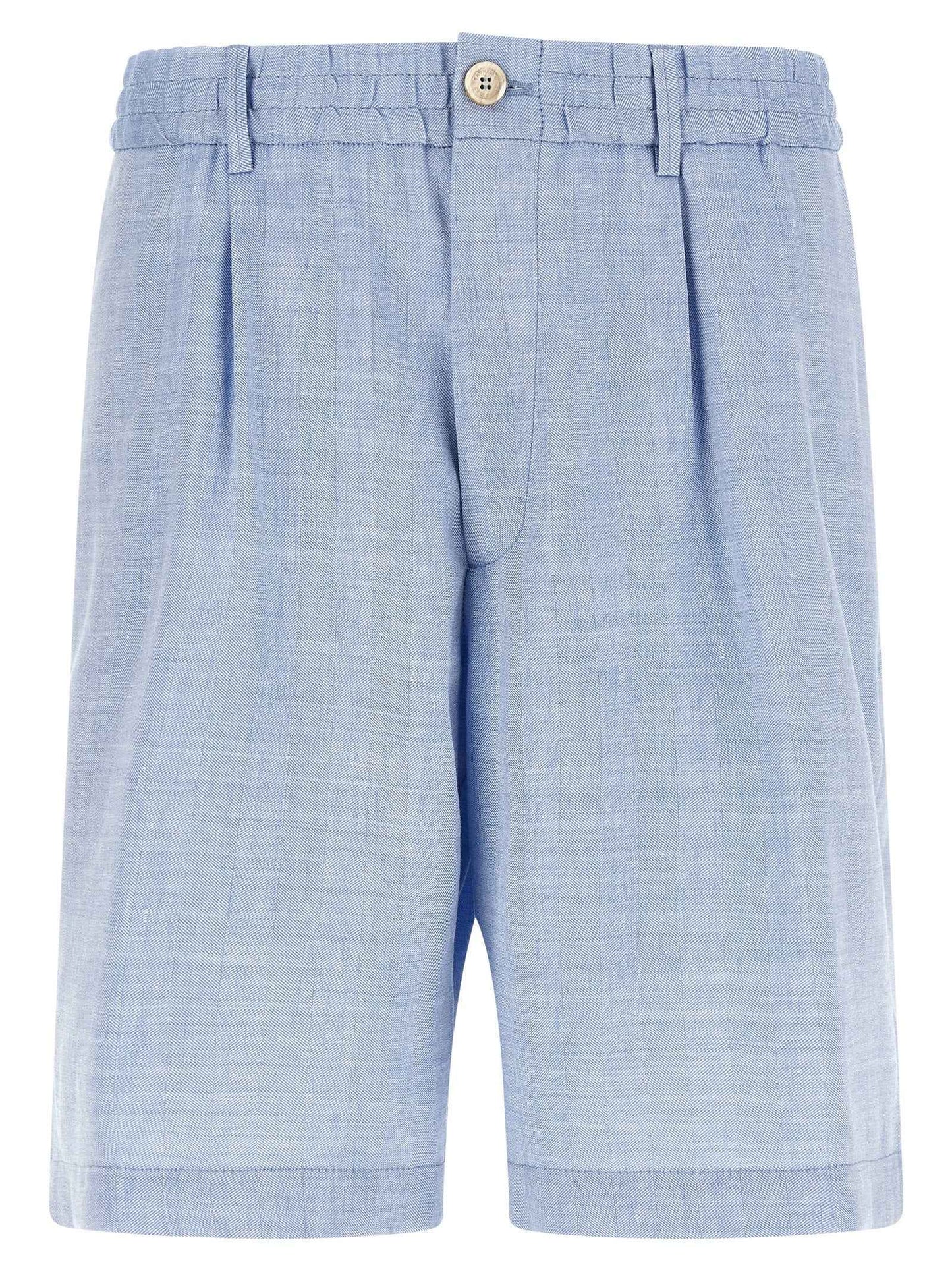 Blue Linen Bermuda Shorts