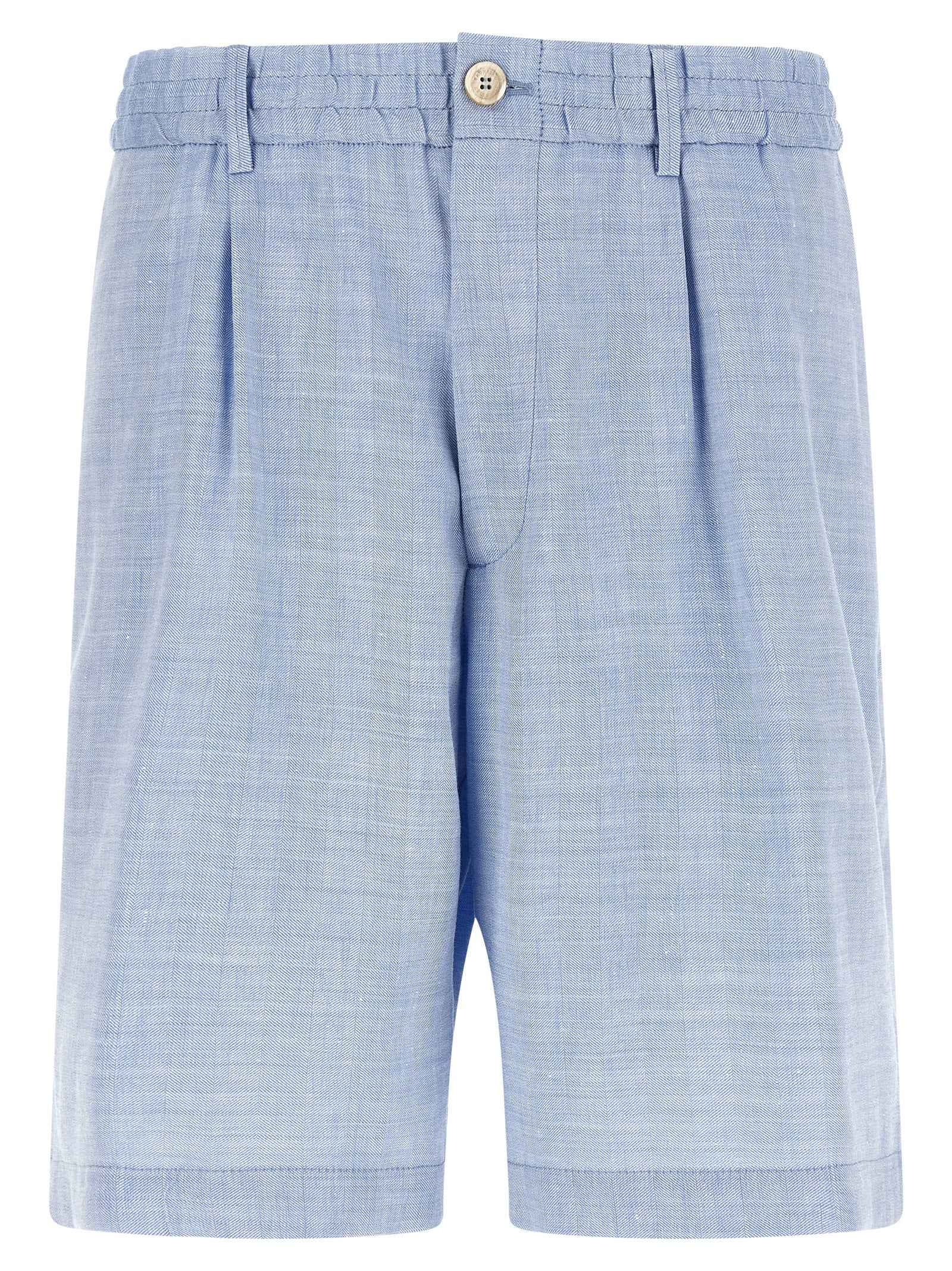 Blue Linen Bermuda Shorts