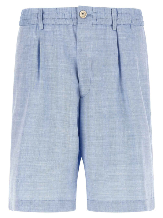 Blue Linen Bermuda Shorts