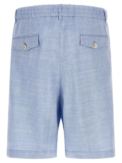 Blue Linen Bermuda Shorts