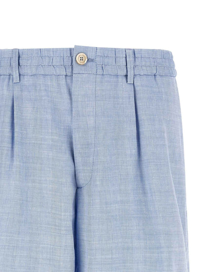 Blue Linen Bermuda Shorts