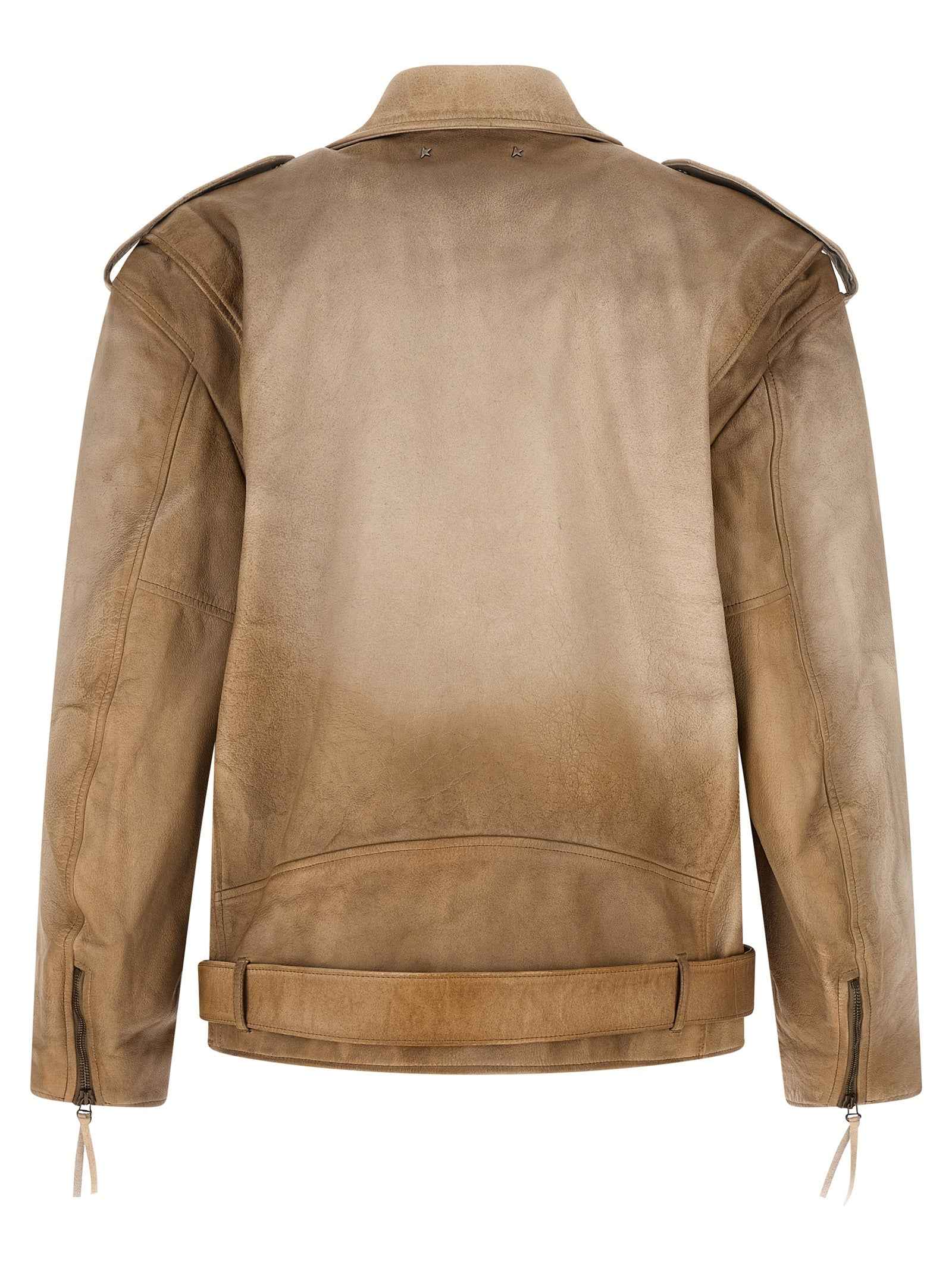 Beige Buffalo Leather Leather Jacket