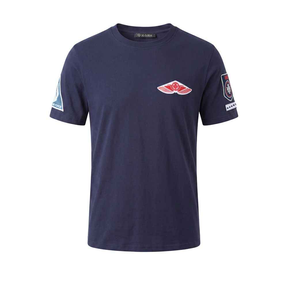 Blue Cotton Men T-shirt