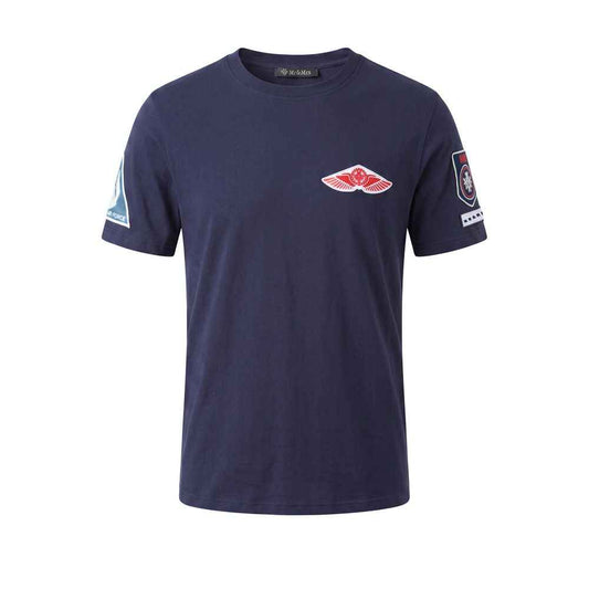 Blue Cotton Men T-shirt