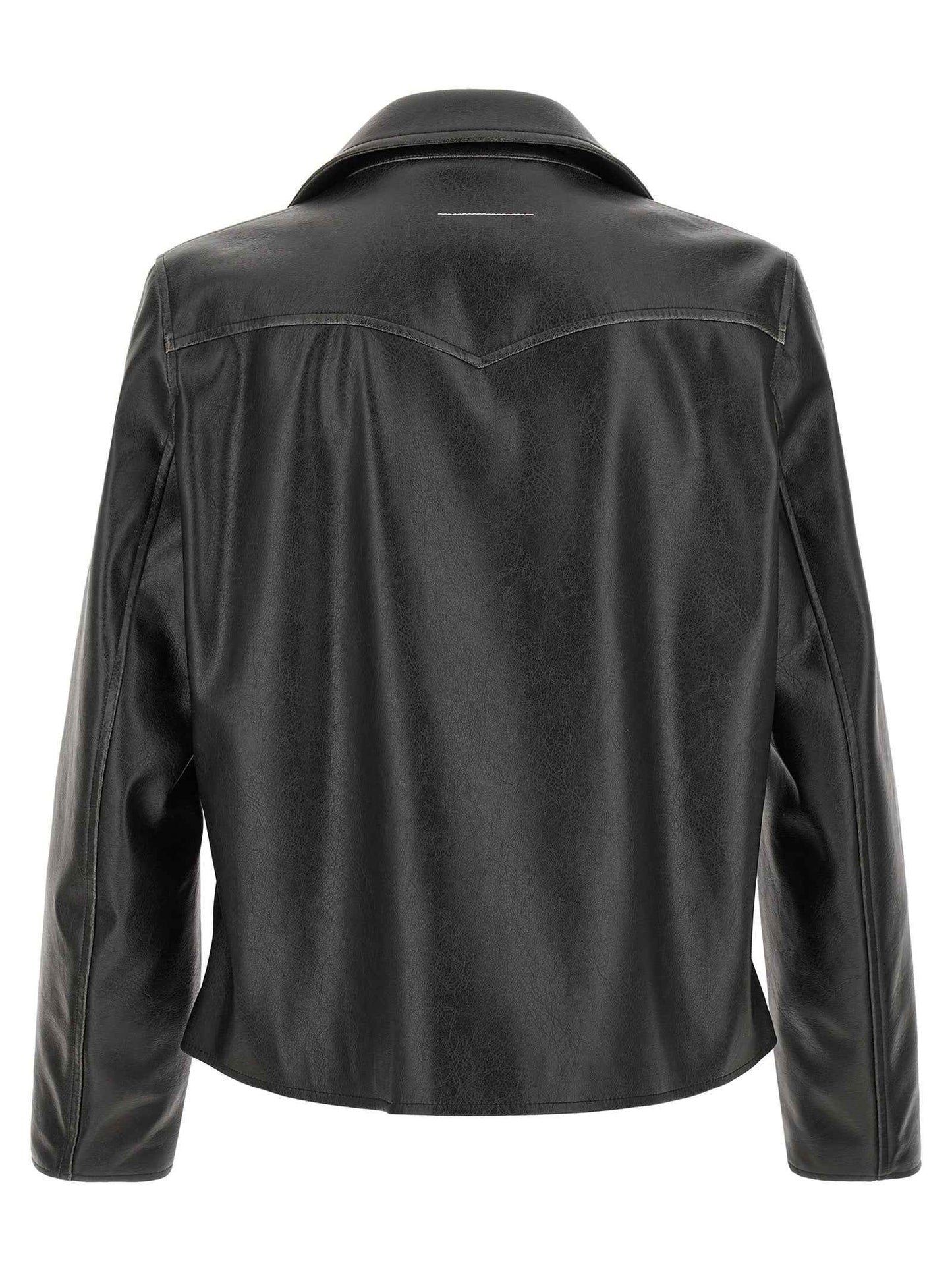 Black Polyester Leather Jacket