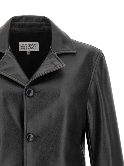 Black Polyester Leather Jacket