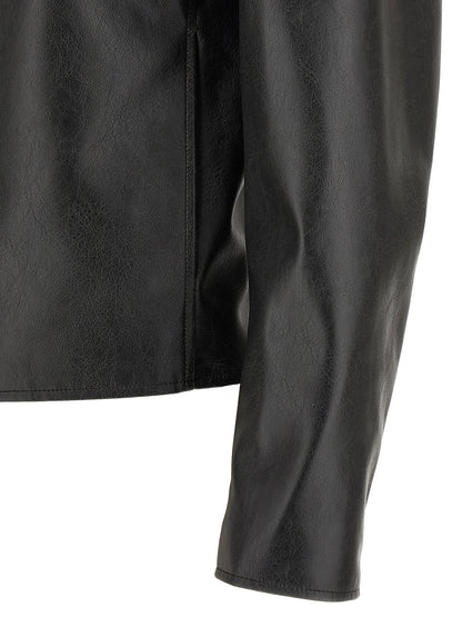 Black Polyester Leather Jacket