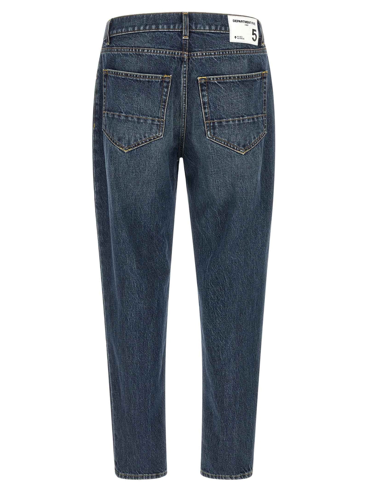 Blue Cotton Tapered Jeans