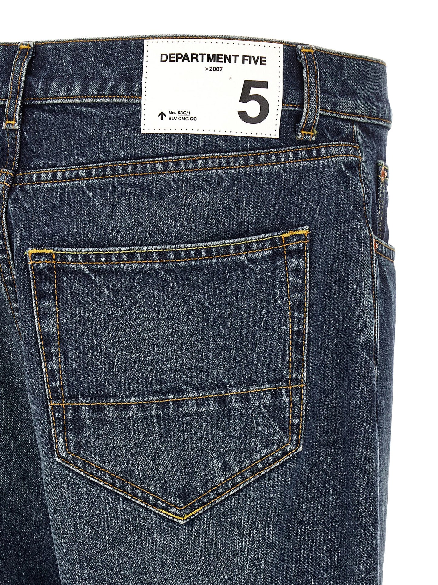 Blue Cotton Tapered Jeans