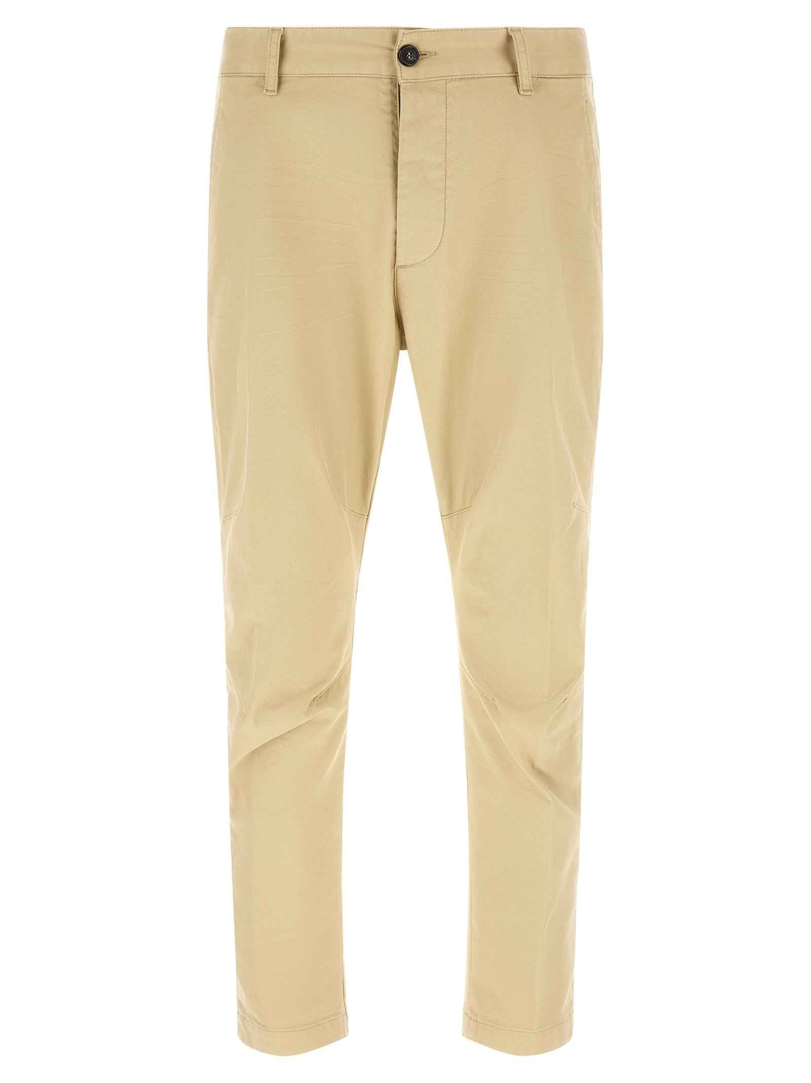 Beige Cotton Cargo Pants