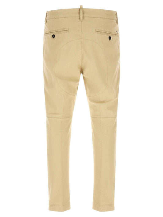 Beige Cotton Cargo Pants