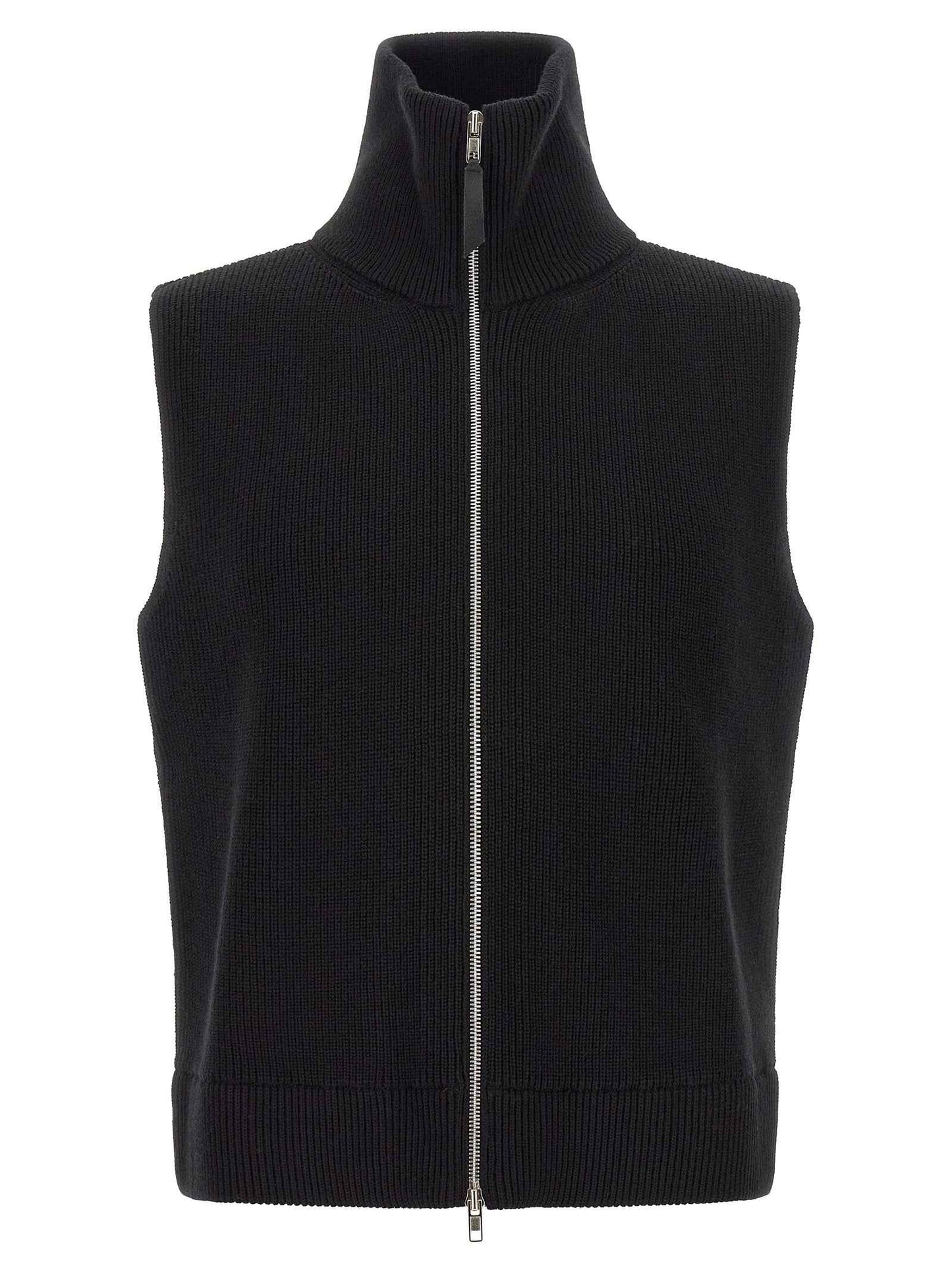 Black Wool Sleeveles Sweater