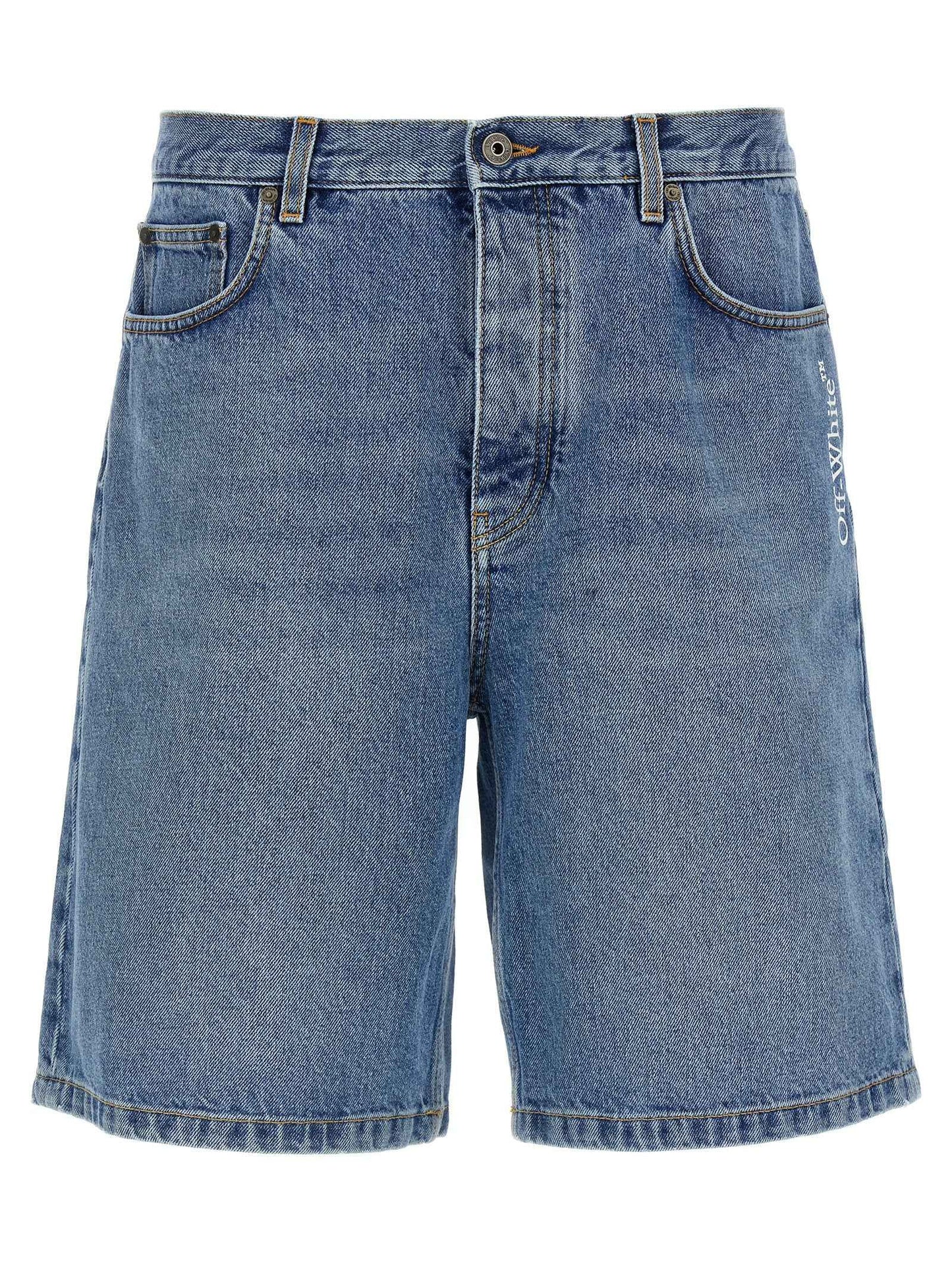 Blue Cotton Bermuda Shorts