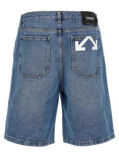 Blue Cotton Bermuda Shorts