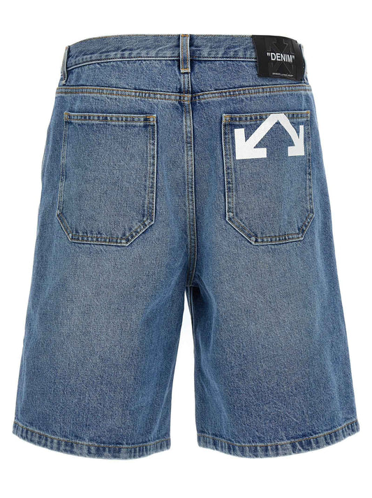 Blue Cotton Bermuda Shorts