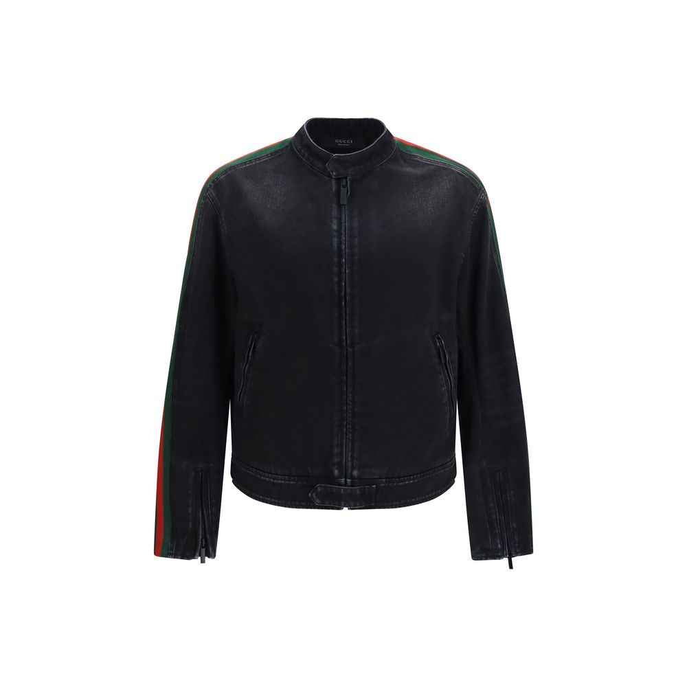 Black Cotton Biker Jacket